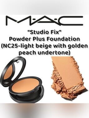 MAC Cosmetics - Studio Fix Powder Plus Foundation (NC25-Lt. Beige w/ Gold Tone)